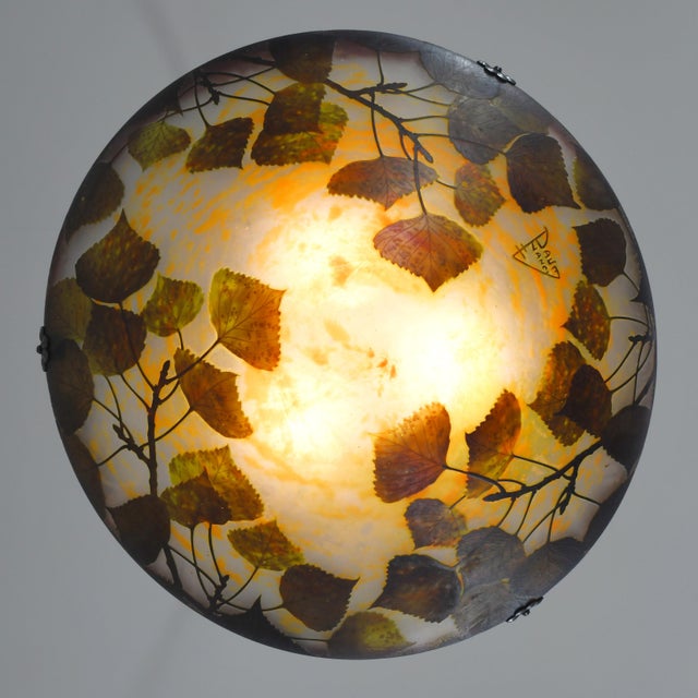1920s Daum Majorelle French Art Deco Cameo Glass Pendant Chandelier For Sale - Image 9 of 15