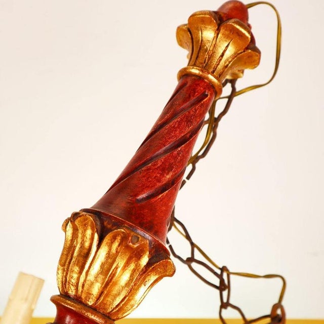 Vintage Wooden Chandelier with Gold Finishes For Sale - Image 3 of 10
