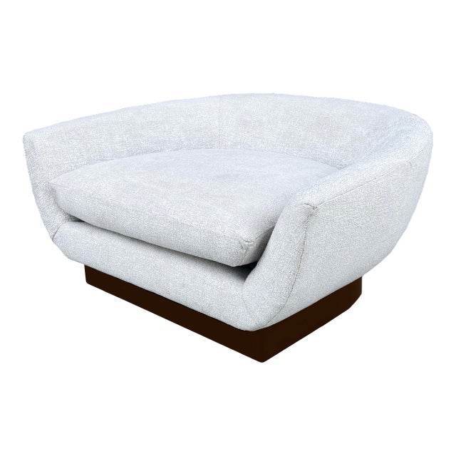 1970s Mid Century Walnut Barrel Chair, Refinished For Sale