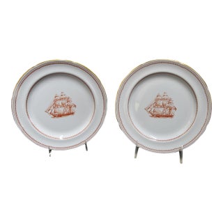 Spode Copeland England Red Trade Winds George of Salem 8" Salad Plate Set of 2 For Sale