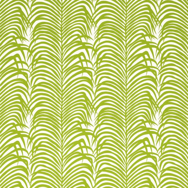 Sample - Schumacher Zebra Palm Indoor/Outdoor Fabric in Green For Sale