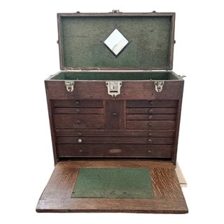 Vintage Oak Tool Box by H. Gerstner & Sons For Sale
