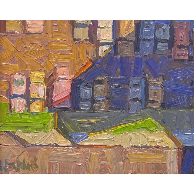 Abstract Overhead Parking Lot by Hazel Z Weckbach | Oil on Panel Abstract view of a parking lot. For Sale