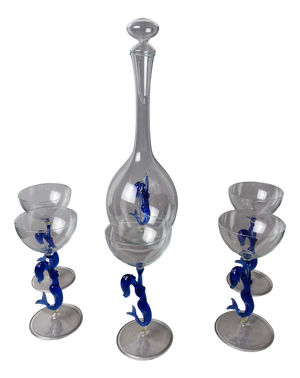 Liqueur Set Glasses and Carafe from Lauscha, 1950s, Set of 6