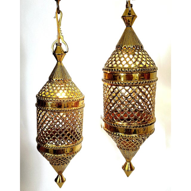 Maitland - Smith Lamp Pair Brass Pendant Lights Restored For Sale - Image 4 of 14