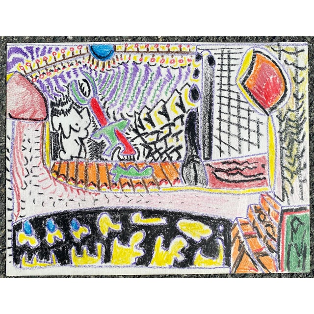 Oil pastel on paper from the estate of Atlanta self taught artist Laurence Stuart Connatser (1938-1996). Connatser was...