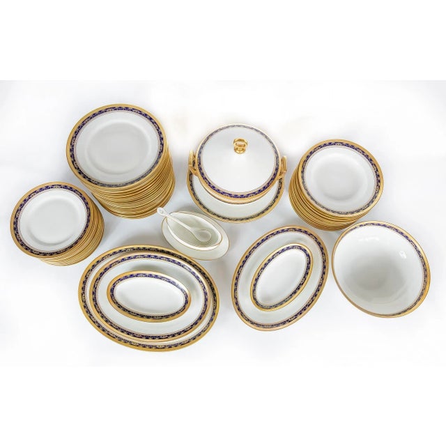 Blue Empire Style Porcelain Dinner Set for 12 by Richard Ginori, Set of 57 For Sale - Image 8 of 9