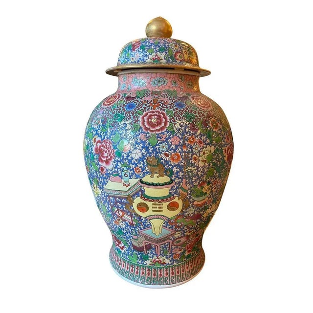 Large Famille Rose Ginger Jars by Samson, Set of 2 For Sale - Image 4 of 16