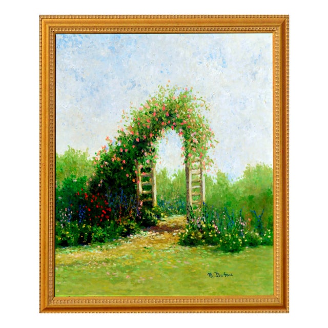 Floral Garden Archway Landscape With Roses by Marnie Dufau For Sale In Monterey, CA - Image 6 of 6
