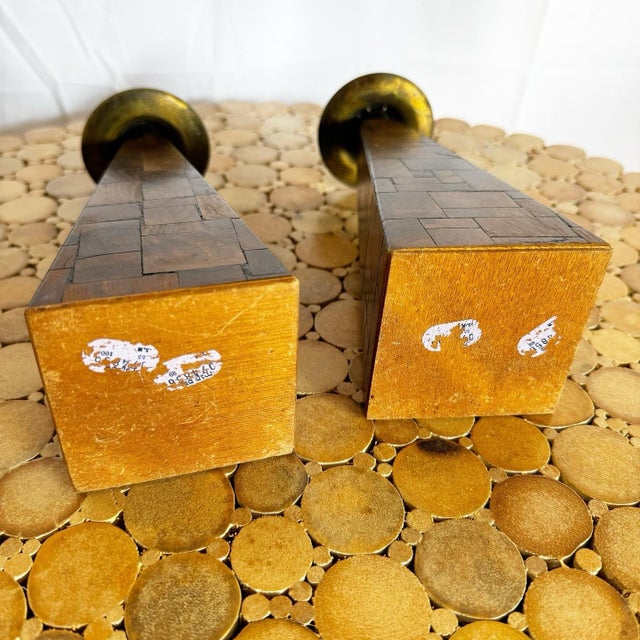 Israeli Olive Wood Shabbat Candle Holders/Candlestick Holders - a Pair For Sale In Miami - Image 6 of 7