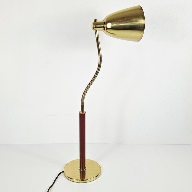 Table Lamp in Brass and Leather by Josef Frank for J.T. Kalmar, 1950s For Sale - Image 11 of 18