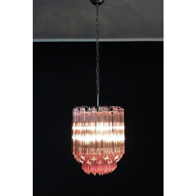 Pink Quadriedri Glass Chandeliers, Murano, Set of 3 For Sale - Image 8 of 11