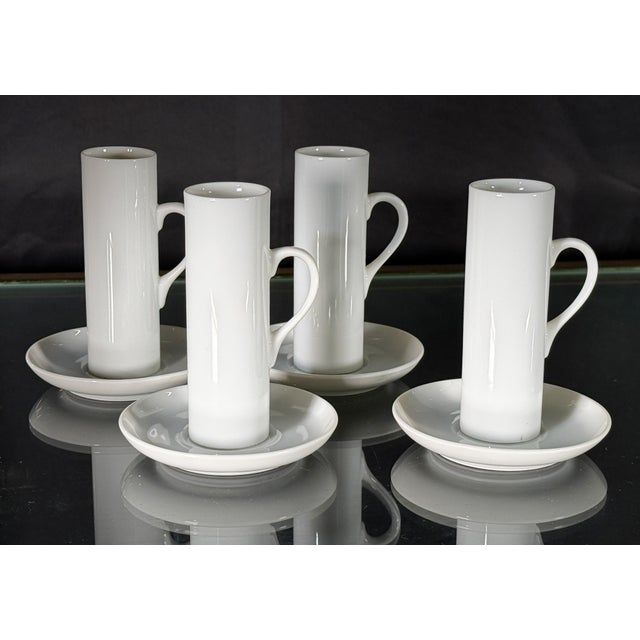 Mid-Century Modern LaGardo Tackett for Schmid Porcelain Demitasse Espresso Cups and Saucers, 1960s - Set of 4 For Sale - Image 3 of 6
