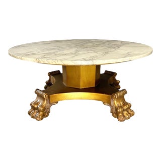 20th Century Hollywood Regency Coffee Table With Marble Top For Sale
