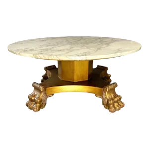 20th Century Hollywood Regency Coffee Table With Marble Top
