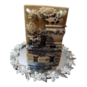 1920s Gorgeous Chinese 3d High Relief Carved Soapstone Decor or Bookend