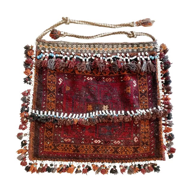 Textile Early 20th Century Persian Hand-Knotted Qashqai Saddlebag For Sale - Image 7 of 7
