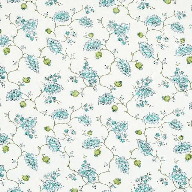 Sample - Schumacher Maryam Vine Fabric in Peacock For Sale