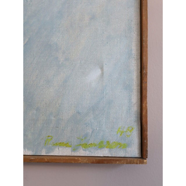Green 1948 Mid-Century Modern 'Waiting by the Window' Vintage Original Semi-Abstract Portrait Oil Painting by Swedish Artist Rune Janson (1918-2004), Framed For Sale - Image 8 of 11