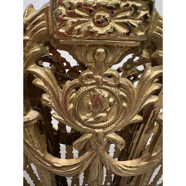 Peacock Brass Fireplace Screen For Sale - Image 4 of 9
