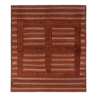 Antique Geometric Red and Brown Wool Kilim Rug For Sale