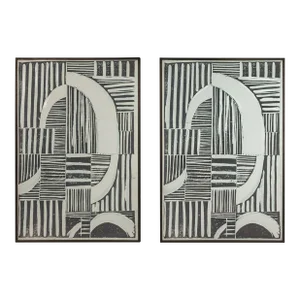 Set of Two (2) Abstract Linocut "A" Digital Print Wall Art Paintings