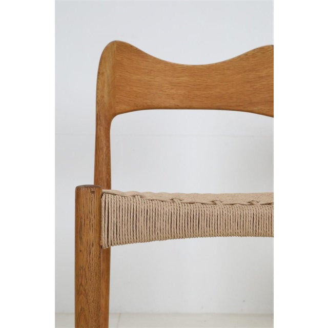 Danish Oak Chairs with Paper Cord by Arne Hovmand Olsen for Mogens Kold, 1970s, Set of 4 For Sale - Image 10 of 18