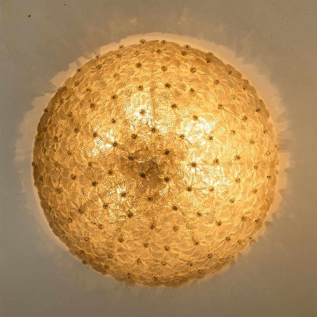 Large Flower Flush Mount in the style of Barovier & Toso, 2000 For Sale - Image 10 of 13