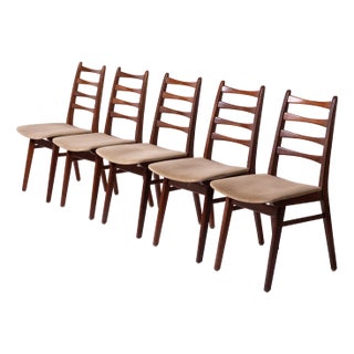 Mid-Century Teak Dining Chairs, Denmark, 1960s, Set of 5 For Sale