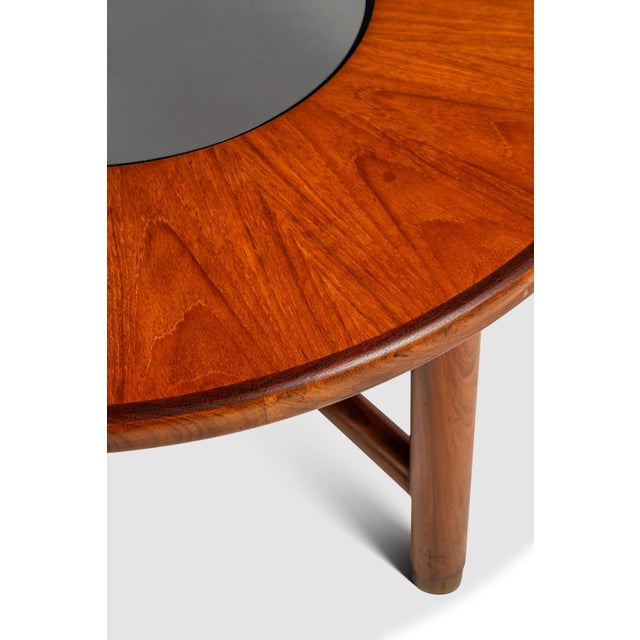 Mid-Century Danish Modern "Donut" Table in Solid Teak W/ Glass Inlay & Brass Detailing Attributed to G-Plan, England, C. 1970s For Sale - Image 12 of 17