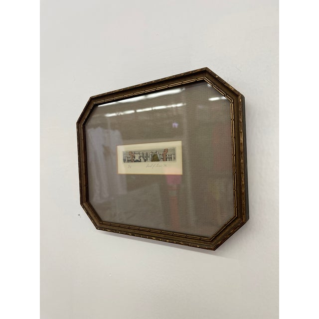 Mid-Century Modern 1976 Limited Edition Hand-Signed Etching Print, Numbered 1/75, Framed. For Sale - Image 3 of 8