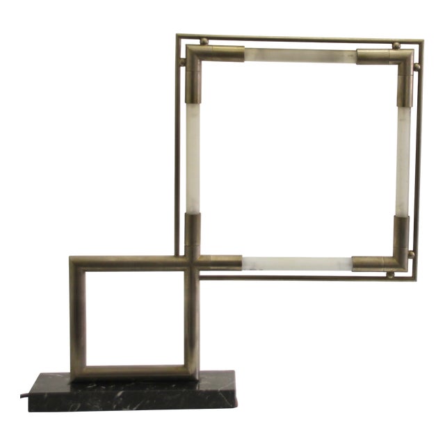 Quadro Table Lamp by Jacques Adnet for Lumen Center, 1970s For Sale