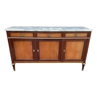 French Louis XVI-style Credenza W/Carrara Marble Top For Sale