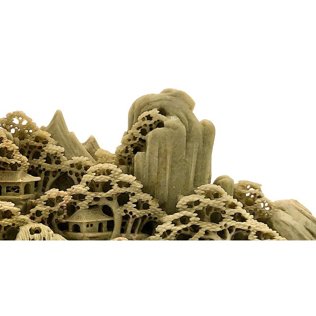 Late 19th Century Vintage Chinese Soapstone Carving of a Serene Mountain Village For Sale - Image 5 of 11