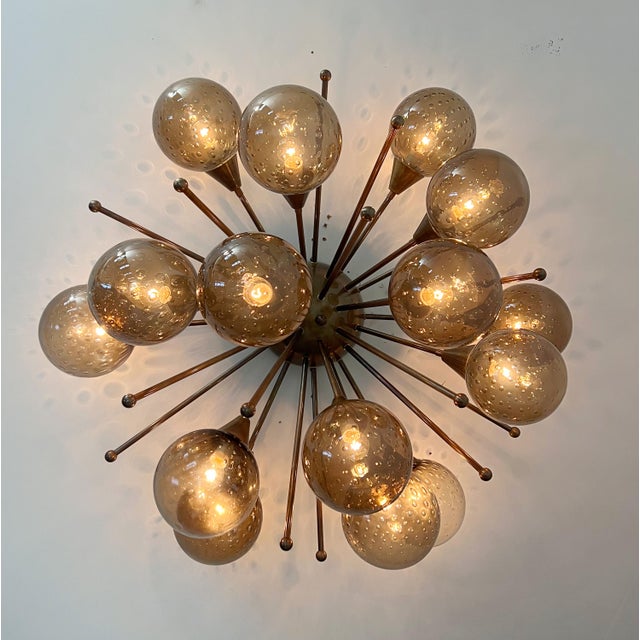 Brown 21st Century Mezzo Bronze Smoky Bubbles Murano Flush Mount by Fabio LTD For Sale - Image 8 of 10