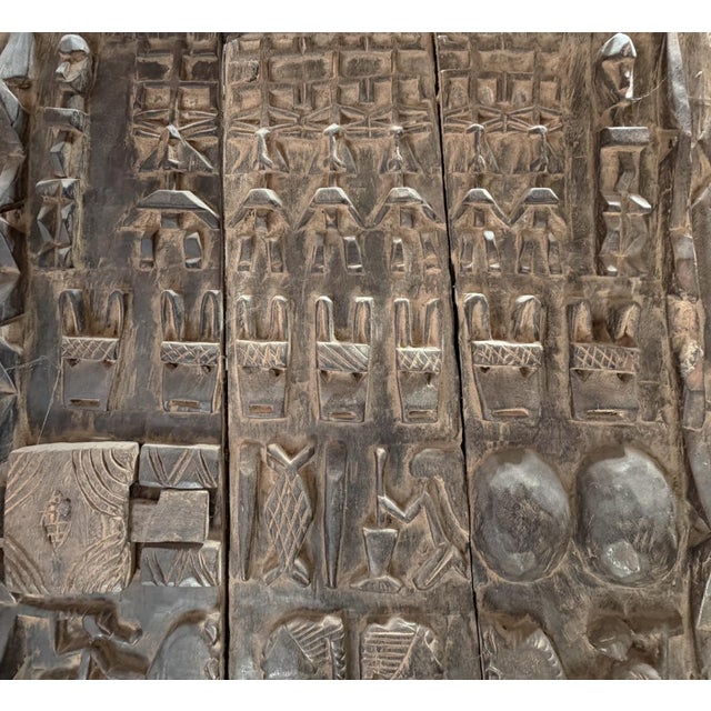 African Vintage Dogon Granary Door With Mali African 75" H For Sale - Image 3 of 13