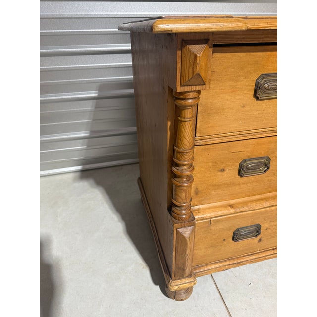 Wood Antique Pine Three Drawers - Chest of Drawers From England For Sale - Image 7 of 18