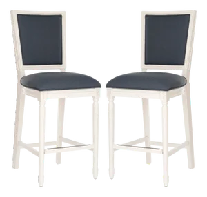 Square Back Barstool in Navy & Creme - a Pair