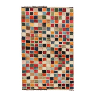 Vintage Gabbeh Persian Rug With Colorful Geometric Pattern - Rug & Kilim For Sale