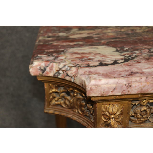 Pair of Fine Quality Marble Top Giltwood Louis XVI Console Tables Circa 1870 For Sale - Image 12 of 17