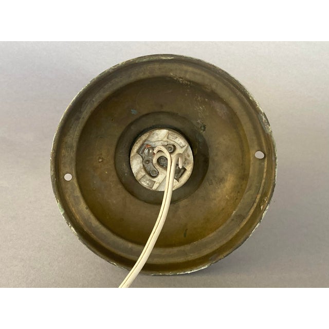 Metal 1910 Antique Wall Sconce, Solid Brass, All Original, White Glass Shade For Sale - Image 7 of 7