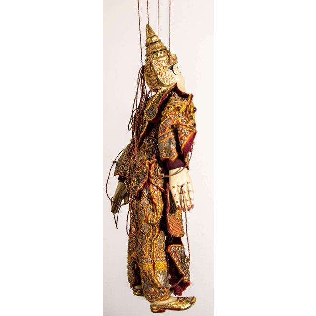 1950s Asian Handcrafted Wood Burmese String Opera Marionette Wall Decor For Sale - Image 17 of 17