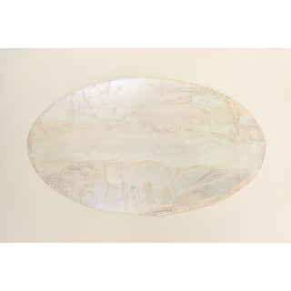 Rebecca Koury Original "Illuminated Ellipse" Ivory Gold Ellipse Contemporary Abstract Painting, Acrylic on Canvas, Carmel California Art, 2026 For Sale