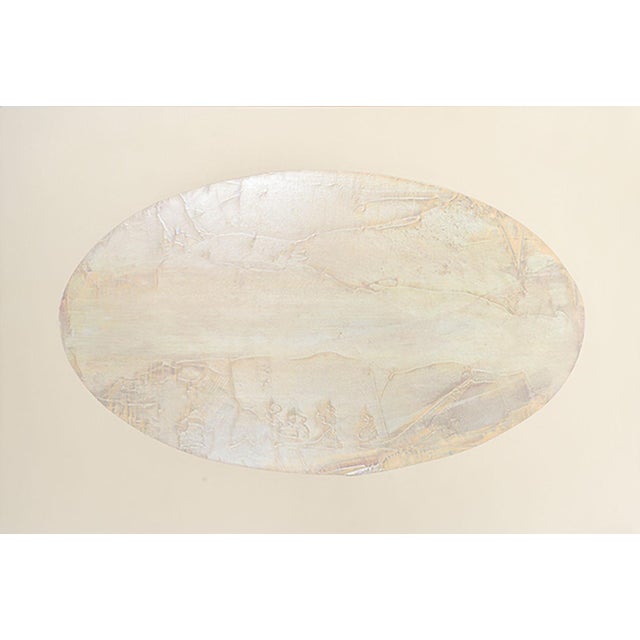 Rebecca Koury Original "Illuminated Ellipse" Ivory Gold Ellipse Contemporary Abstract Painting, Acrylic on Canvas, Carmel California Art, 2026 For Sale