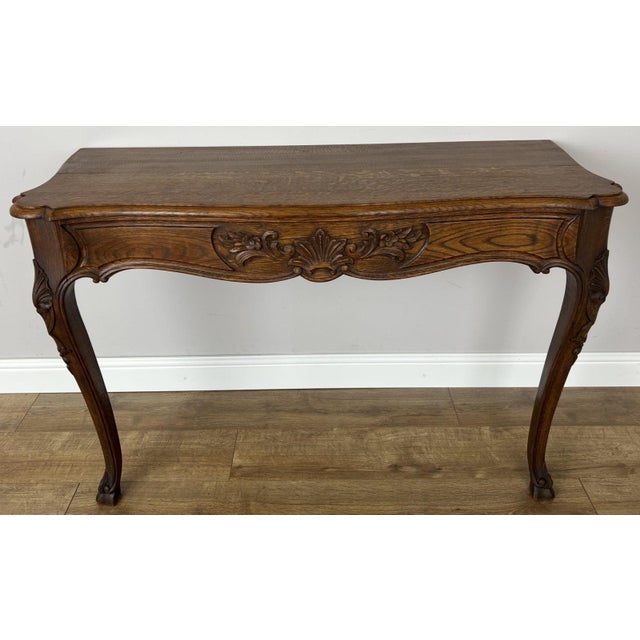 Antique French Louis Oak Wall Mirror and Console Table, Set of 2 For Sale - Image 3 of 18