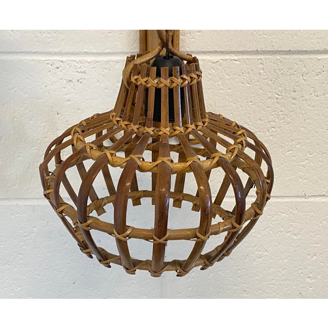 Rattan and Bamboo Wall Lamps, 1970s, Set of 2 For Sale - Image 11 of 14