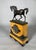 Charles X style horse clock in Siena yellow marble, Restoration period, 19th century. Siena yellow marble base surmounted...