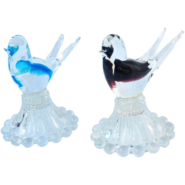 Art Deco Mid 20th Century Handblown Vetri DI Murano Italian Art Glass Birds - a Pair For Sale - Image 3 of 10