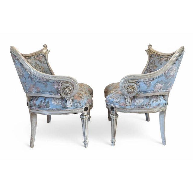 Mid 20th Century 1950s Maison Jansen Inspired Leaf-Back Slipper Chairs - A Pair For Sale - Image 5 of 18