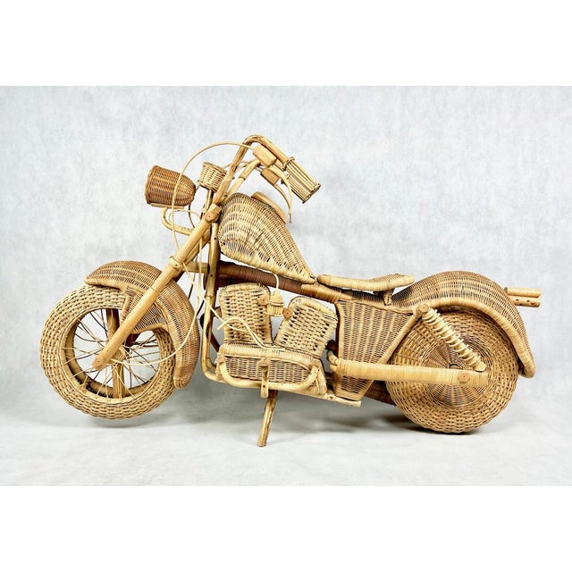 Full Size Wicker & Bamboo Harley Davidson Motorcycle attributed to Tom Dixon for Habitat, 1980s For Sale - Image 15 of 15
